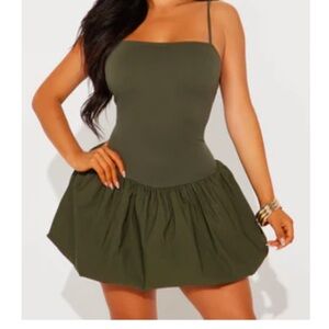 Elegant Olive Green Dress